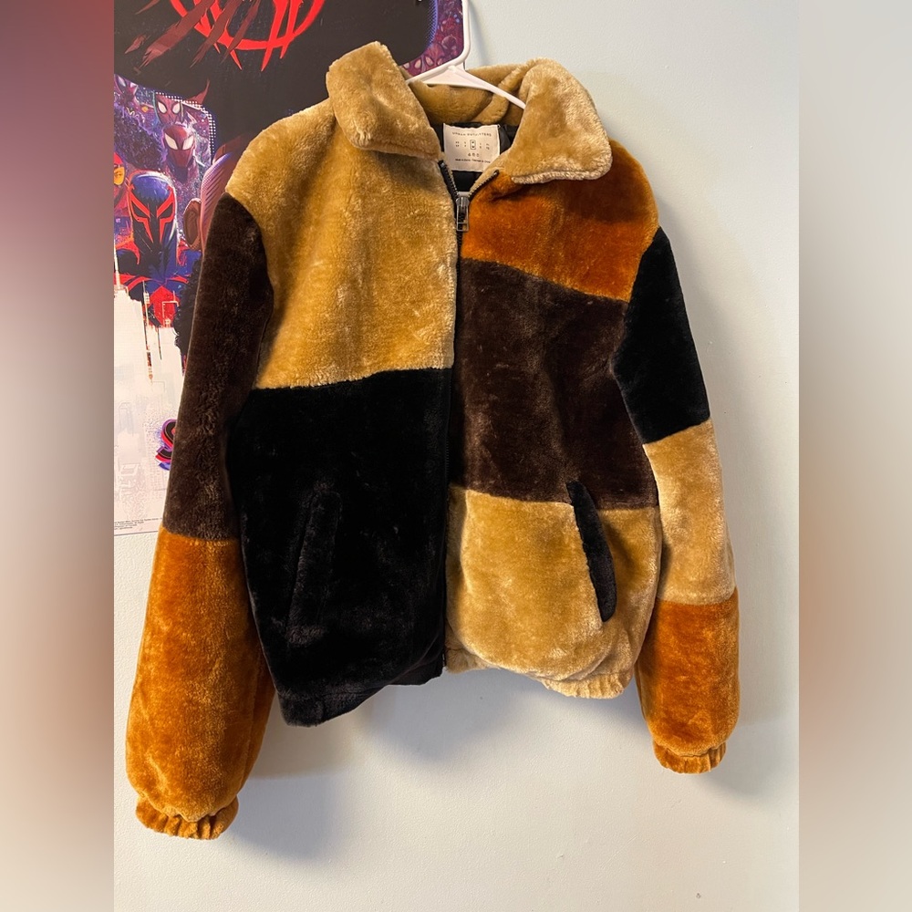 Urban Outfitters Faux Fur Patchwork Coat